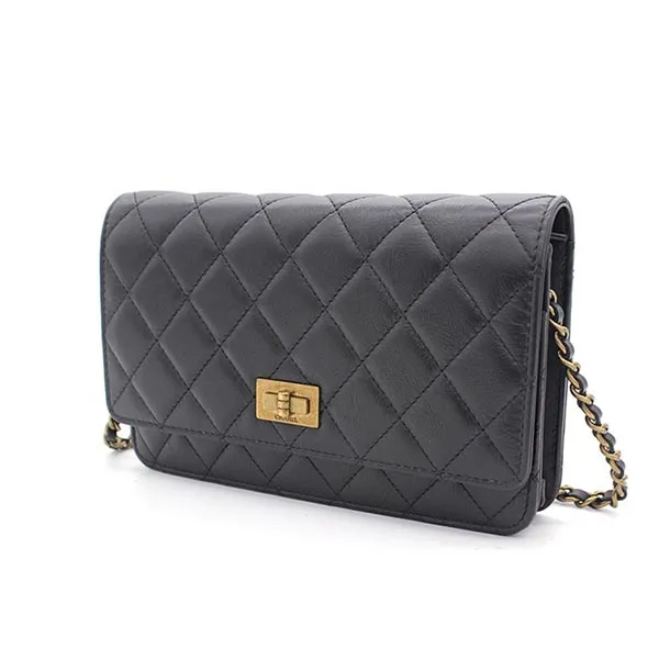 Túi Đeo Chéo Nữ Chanel Aged Calfskin Reissue Wallet On Chain WOC Black Màu Đen