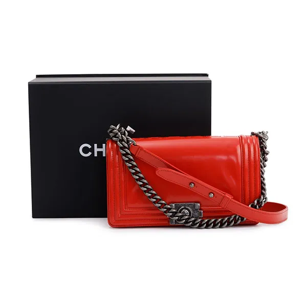 Túi Đeo Chéo Nữ Chanel Medium Original Clasp Boy Bag Màu Đỏ - 3