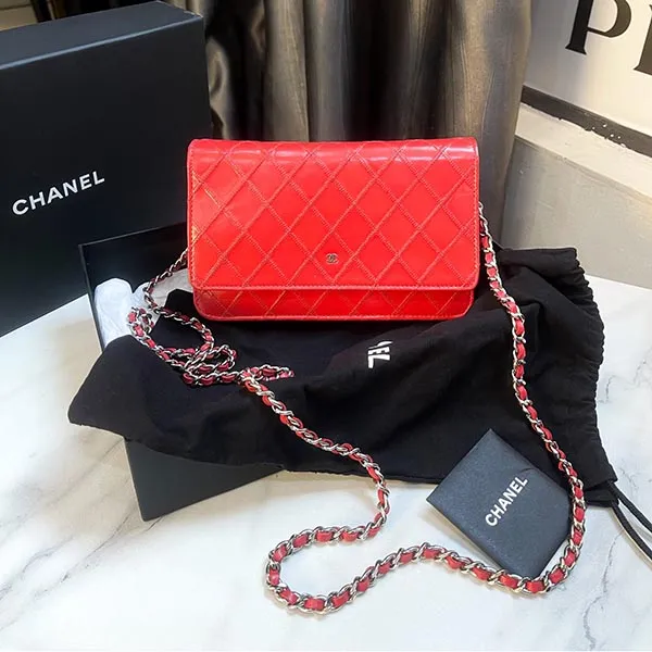 Túi Đeo Chéo Nữ Chanel Woc Wallet On Chain Red Lambskin Màu Đỏ - 2