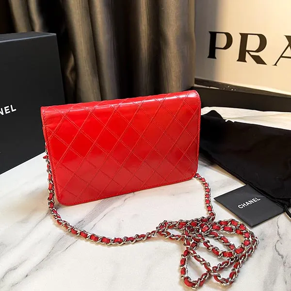 Túi Đeo Chéo Nữ Chanel Woc Wallet On Chain Red Lambskin Màu Đỏ - 3