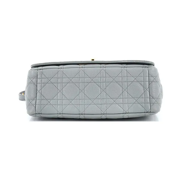 Túi Đeo Chéo Nữ Christian Dior Caro Bag Cannage Quilt Calfskin Medium Gray Màu Xám Xanh
