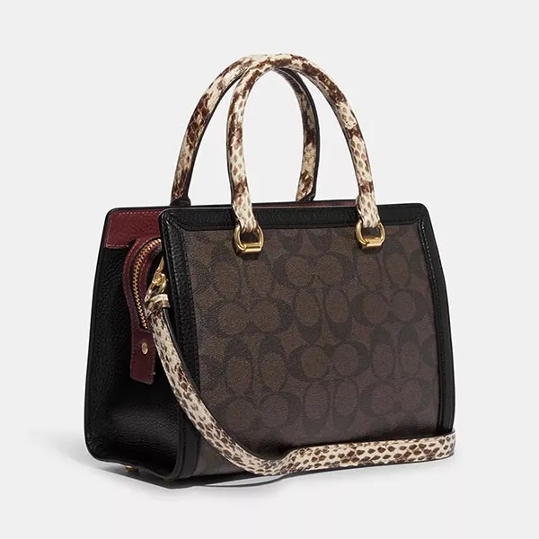 Túi Đeo Chéo Nữ Coach Grace Carryall In Signature Canvas CD701 Màu Nâu Đen