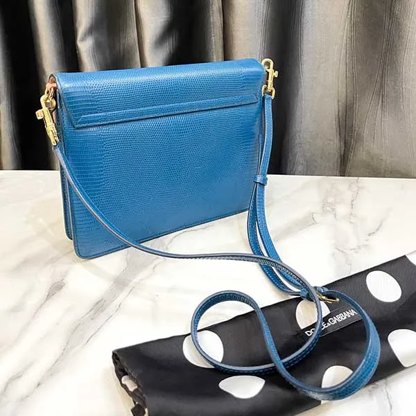 Túi Đeo Chéo Nữ Dolce & Gabbana D&G Lucia Bag Made Of Leather Màu Xanh Blue