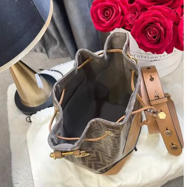 Túi Đeo Chéo Nữ Fendi Mon Tresor S Coated Canvas Bucket Bag Màu Nâu - Túi xách - Vua Hàng Hiệu