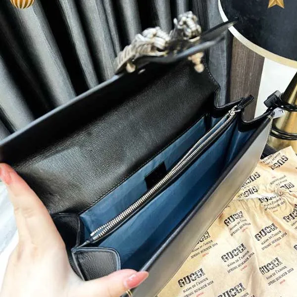 Túi Đeo Chéo Nữ Gucci Black Borsa Dionysus Sega Print Shoulder Bag Màu Đen Vàng