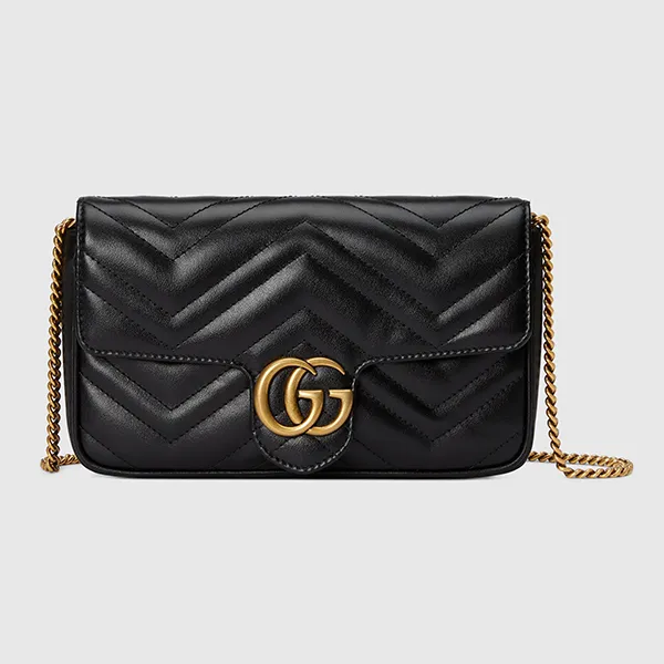 Túi Đeo Chéo Nữ Gucci GG Marmont Mini Bag With Cardholder Màu Đen (Kèm Ví Đựng Thẻ)
