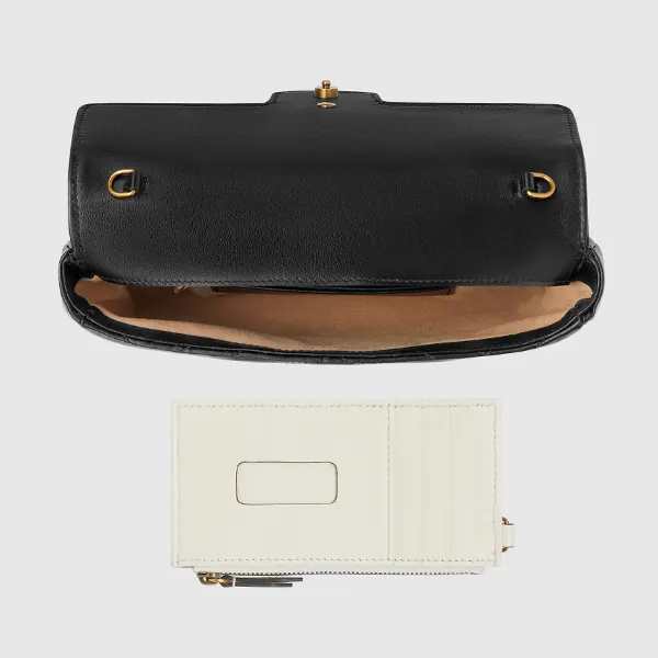 Túi Đeo Chéo Nữ Gucci GG Marmont Mini Bag With Cardholder Màu Đen (Kèm Ví Đựng Thẻ)