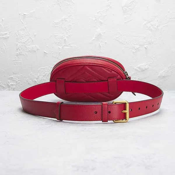 Túi Đeo Chéo Nữ Gucci GG Marmont Quilted Waist Bag Màu Đỏ - Túi xách - Vua Hàng Hiệu