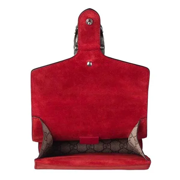 Túi Đeo Chéo Nữ Gucci GG Supreme Dionysus Mini Bag With Red Detail Màu Be Đỏ