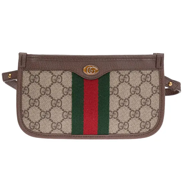 Túi Đeo Chéo Nữ Gucci GG Supreme Web Stripe Crossbody Bag Màu Nâu