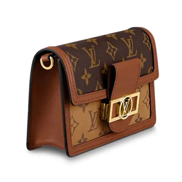 Túi Đeo Chéo Nữ Louis Vuitton LV Dauphine Chain Wallet Monogram Canvas Beige M68746 Màu Nâu Be