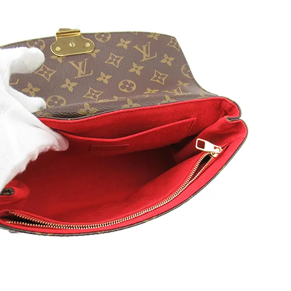 Túi Đeo Chéo Nữ Louis Vuitton LV Sampleseed M43713 Cerise Monogram Chain Shoulder Bag Màu Nâu Đỏ