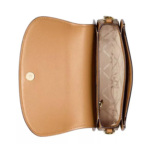 Túi Đeo Chéo Nữ Michael Kors MK Mila Medium Leather East West Sling Messenger Màu Be Đậm