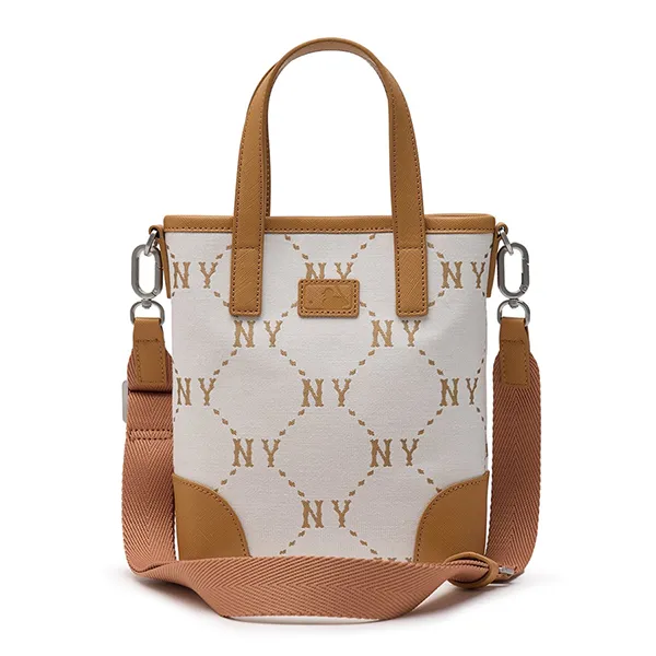 Túi Đeo Chéo Nữ MLB Diamond Monogram Jacquard Mini Cross Bag New York Yankees 3ACRS054N-50CRS Màu Trắng/Nâu