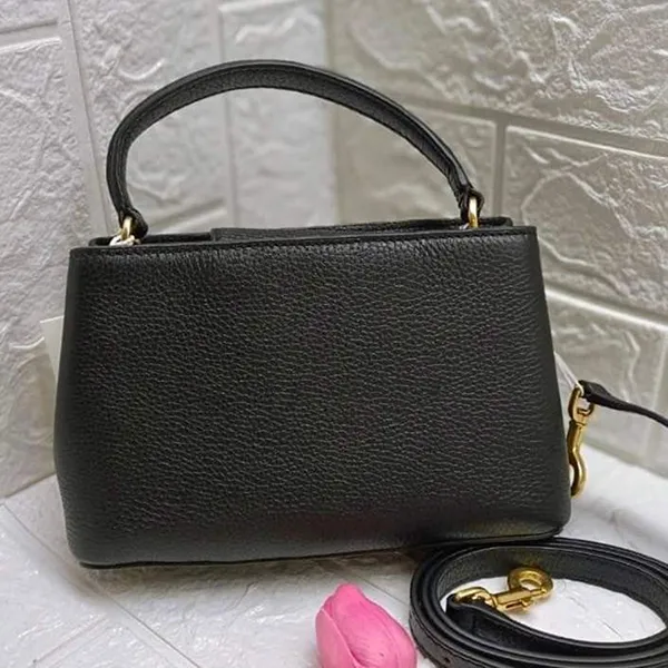 Túi Đeo Chéo Nữ Tory Burch Britten Micro Satchel Leather Black 145357 Màu Đen