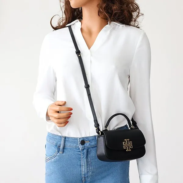 Túi Đeo Chéo Nữ Tory Burch Britten Mini Top Handle Leather Crossbody Màu Đen