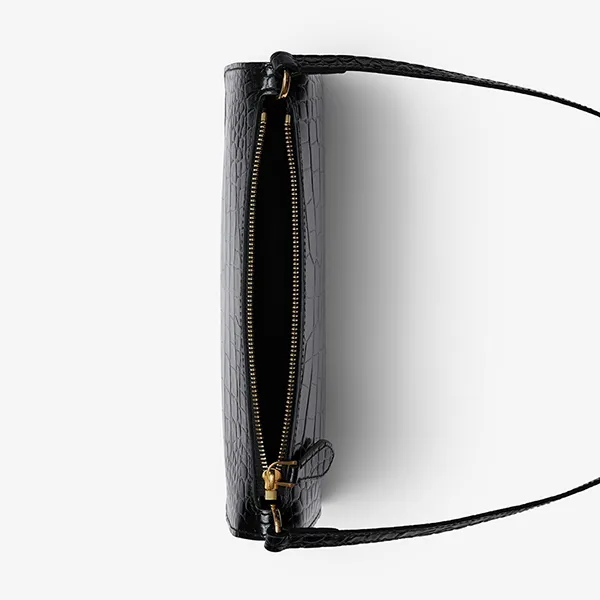 Túi Đeo Vai Nữ Burberry Embossed Leather Mini TB Shoulder Pouch Black Màu Đen