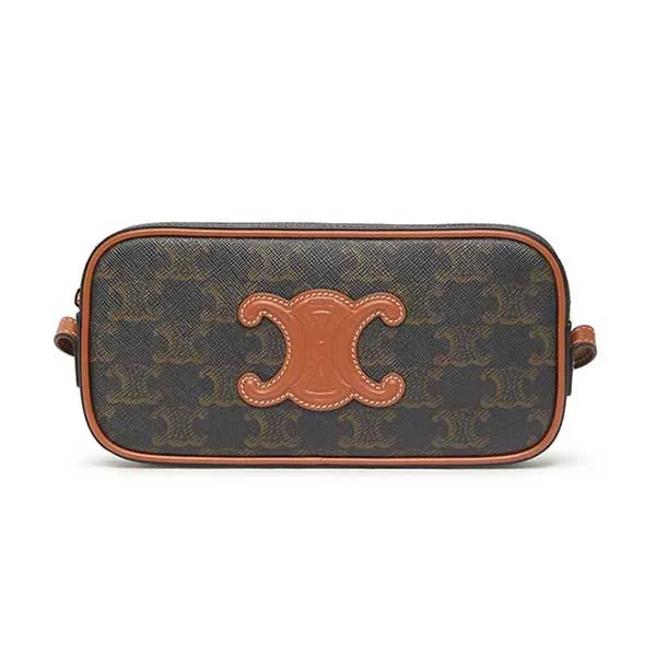 Túi Đeo Vai Nữ Celine Pre Owned Brown Leather Shoulder Bag Màu Nâu Đen - Túi xách - Vua Hàng Hiệu