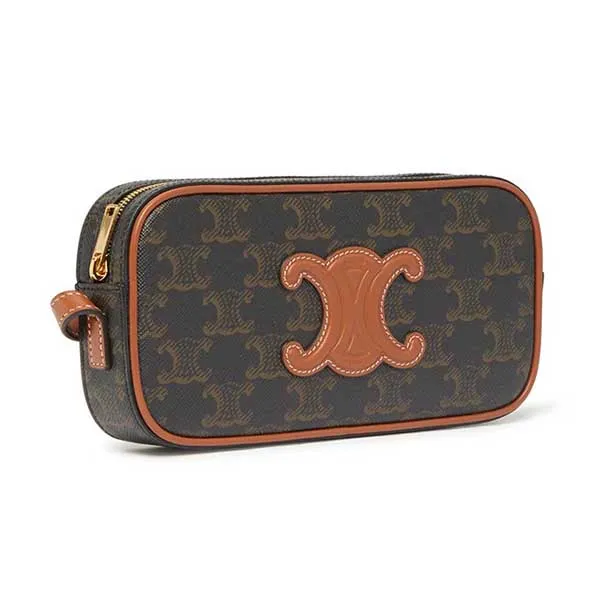Túi Đeo Vai Nữ Celine Pre Owned Brown Leather Shoulder Bag Màu Nâu Đen - Túi xách - Vua Hàng Hiệu