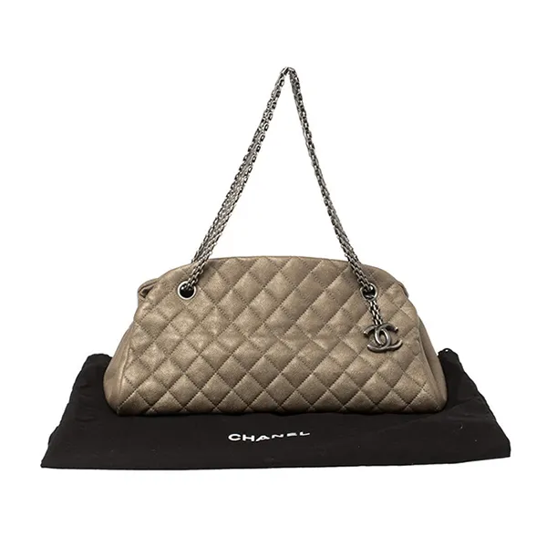 Túi Đeo Vai Nữ Chanel Metallic Beige Quilted Leather Medium Just Mademoiselle Bowler Bag Màu Be - Túi xách - Vua Hàng Hiệu