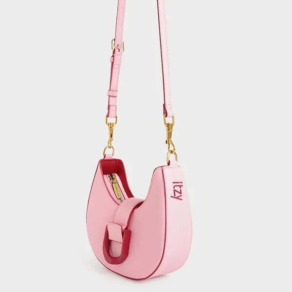 Túi Đeo Vai Nữ Charles & Keith CNK Gabine Belted Hobo Bag 40781871 Màu Hồng