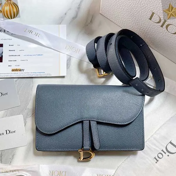 Túi Đeo Vai Nữ Dior Pouch Saddle Belt Pouch Blue S5619CWVG Màu Xanh