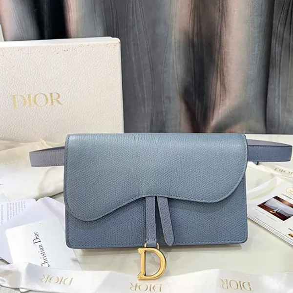 Túi Đeo Vai Nữ Dior Pouch Saddle Belt Pouch Blue S5619CWVG Màu Xanh