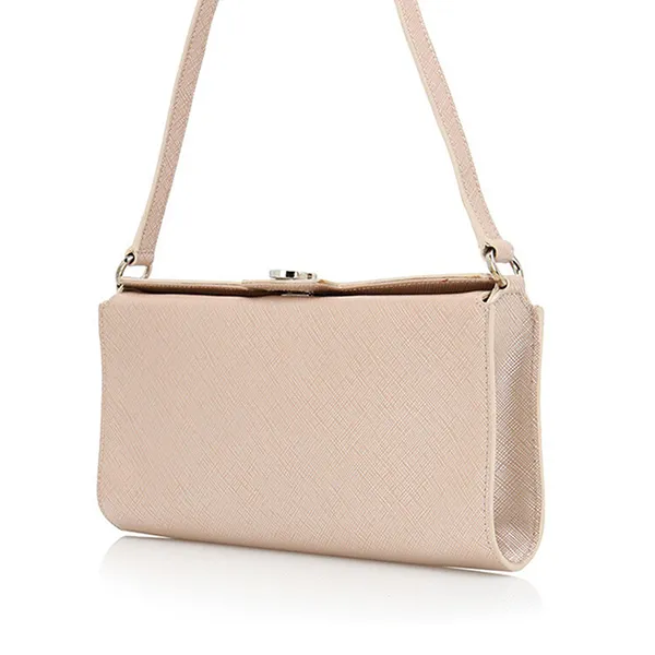 Túi Đeo Vai Nữ Salvatore Ferragamo Leather Shoulder Bag Gantini Màu Be Hồng