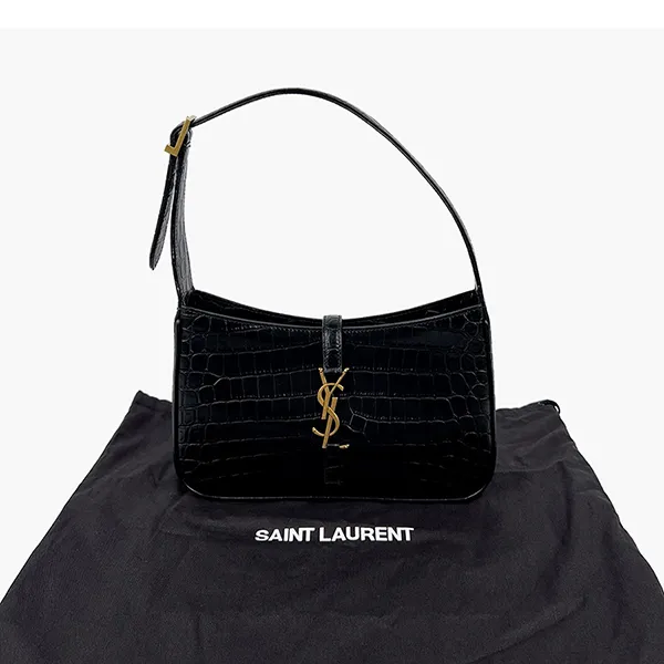 Túi Đeo Vai Nữ Yves Saint Laurent YSL Le Croc Effect Leather Shoulder Bag Màu Đen - Túi xách - Vua Hàng Hiệu