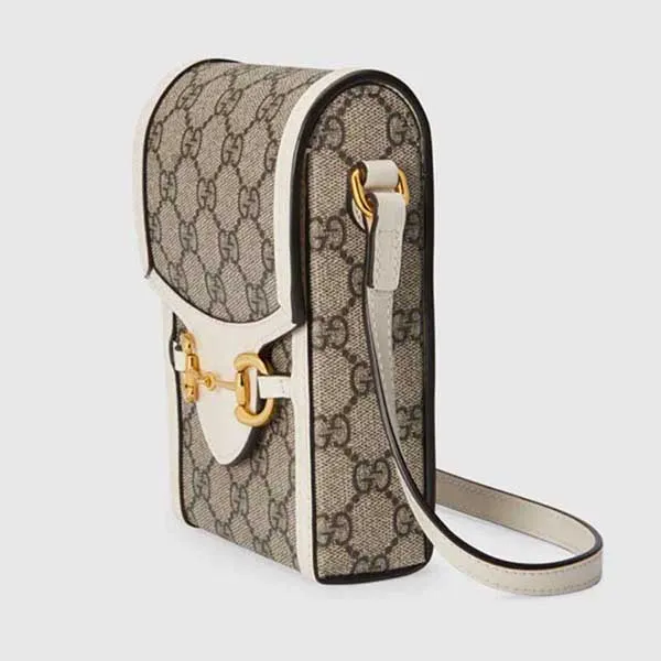 Túi Điện Thoại Nữ Gucci Horsebit 1955 Mini Beige And White Leather Màu Be Trắng - Túi xách - Vua Hàng Hiệu