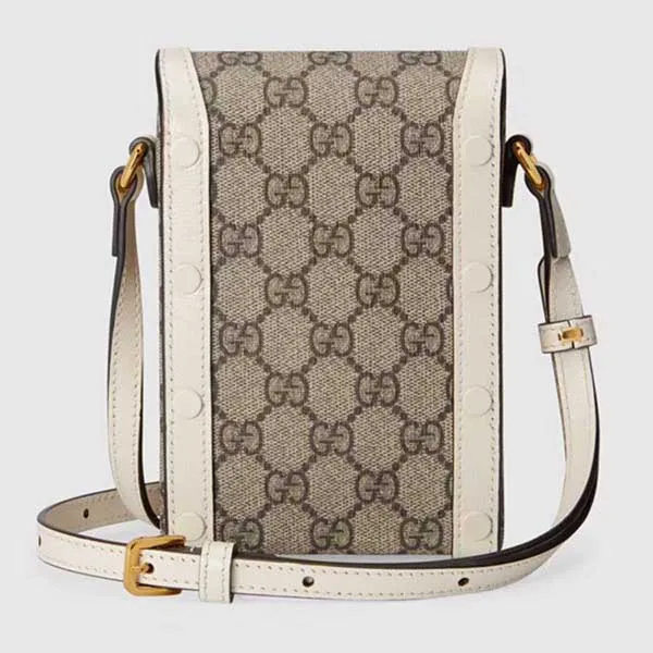 Túi Điện Thoại Nữ Gucci Horsebit 1955 Mini Beige And White Leather Màu Be Trắng - Túi xách - Vua Hàng Hiệu