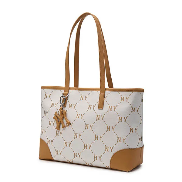 Túi Tote MLB Dia Monogram Jacquard Large Tote Bag New York Yankees 3AORL014N-50CRS Màu Kem - Túi xách - Vua Hàng Hiệu