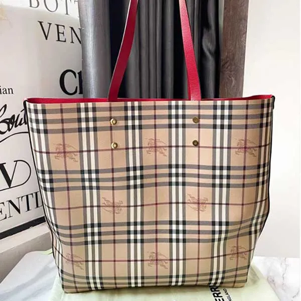 Túi Tote Nữ Burberry Check Crossbody Bucket Bag Màu Be Kẻ - Túi xách - Vua Hàng Hiệu