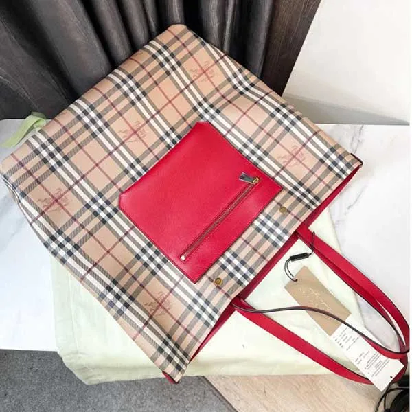 Túi Tote Nữ Burberry Check Crossbody Bucket Bag Màu Be Kẻ - Túi xách - Vua Hàng Hiệu