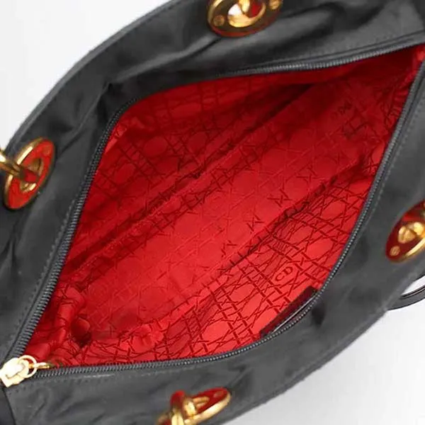 Túi Tote Nữ Christian Dior Lady Vintage Cannage Handbag Leather Black Màu Đen