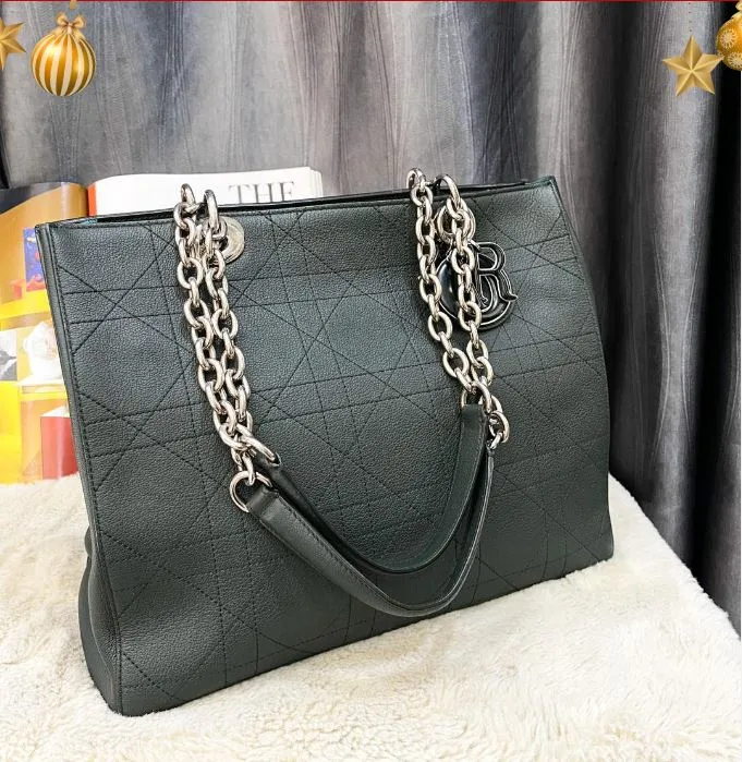 Túi Tote Nữ Christian Dior Ultra Leather Handbag Màu Xanh Rêu - Túi xách - Vua Hàng Hiệu