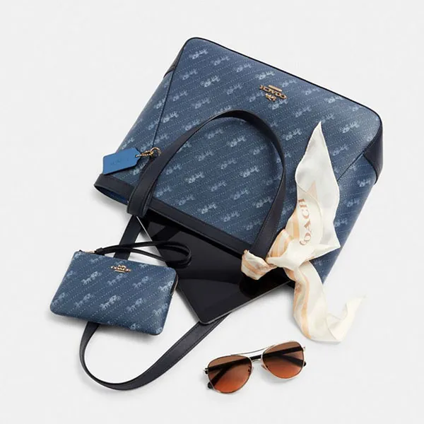 Túi Tote Nữ Coach Horse And Carriage Tote Bag 4061 Màu Xanh Denim