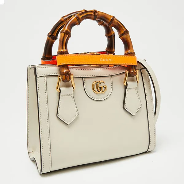 Túi Tote Nữ Gucci Off White Leather Mini Diana Màu Trắng Cam