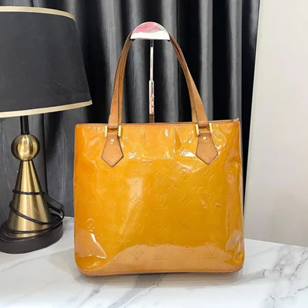 Túi Tote Nữ Louis Vuitton LV Houston Monogram Vernis Bag M91121 Màu Vàng Nghệ