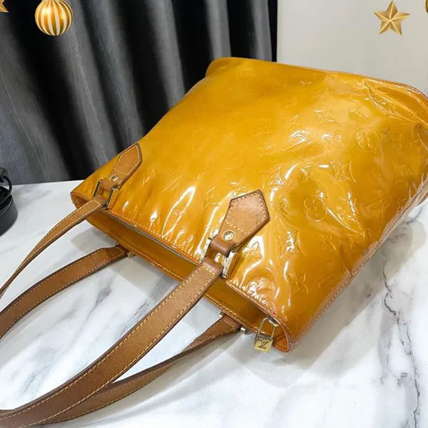 Túi Tote Nữ Louis Vuitton LV Houston Monogram Vernis Bag M91121 Màu Vàng Nghệ