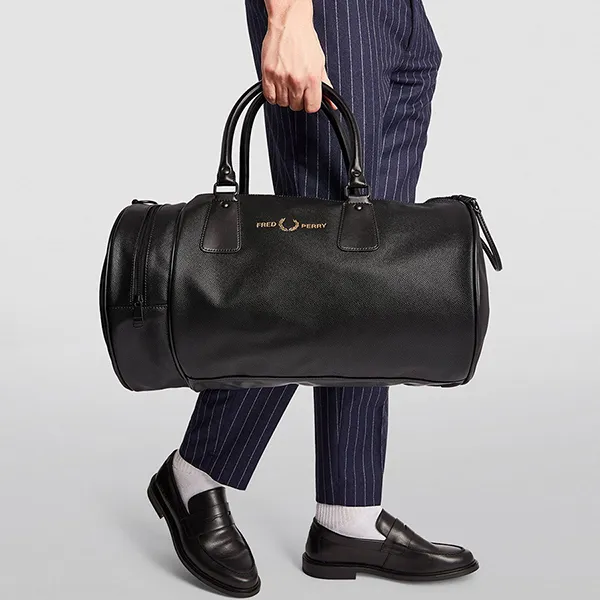Túi Trống Du Lịch Fred Perry Scotch Grain Barrel Bag Màu Đen