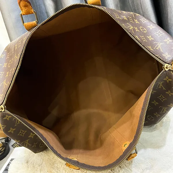 Túi Trống Du Lịch Louis Vuitton LV Keepall Bandoulière 55 Monogram Canvas Màu Nâu