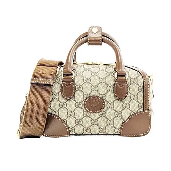 Túi Trống Nữ Gucci Speedy Small Duffle Bag With Interlocking Màu Be Nâu - Túi xách - Vua Hàng Hiệu