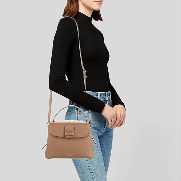 Túi Xách Nữ Burberry Grainy Leather And House Check Bag Small Màu Nâu Sáng