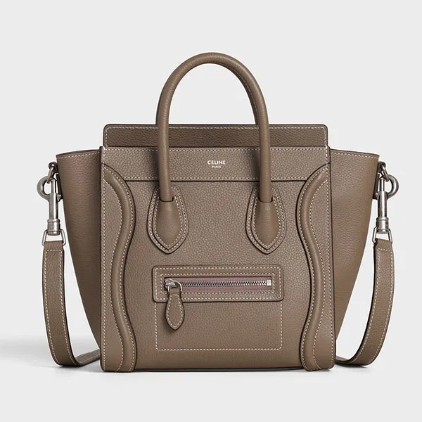 Túi Xách Nữ Celine Nano Luggage Bag In Drummer Calfskin Souris Màu Xám - Túi xách - Vua Hàng Hiệu