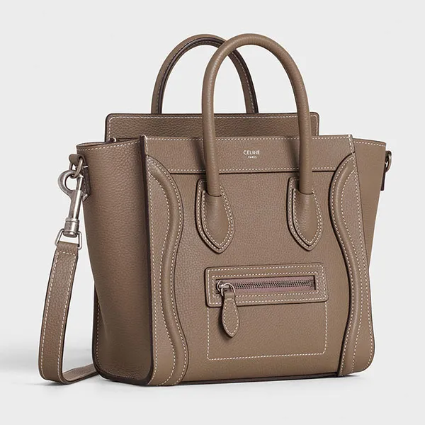 Túi Xách Nữ Celine Nano Luggage Bag In Drummer Calfskin Souris Màu Xám - Túi xách - Vua Hàng Hiệu