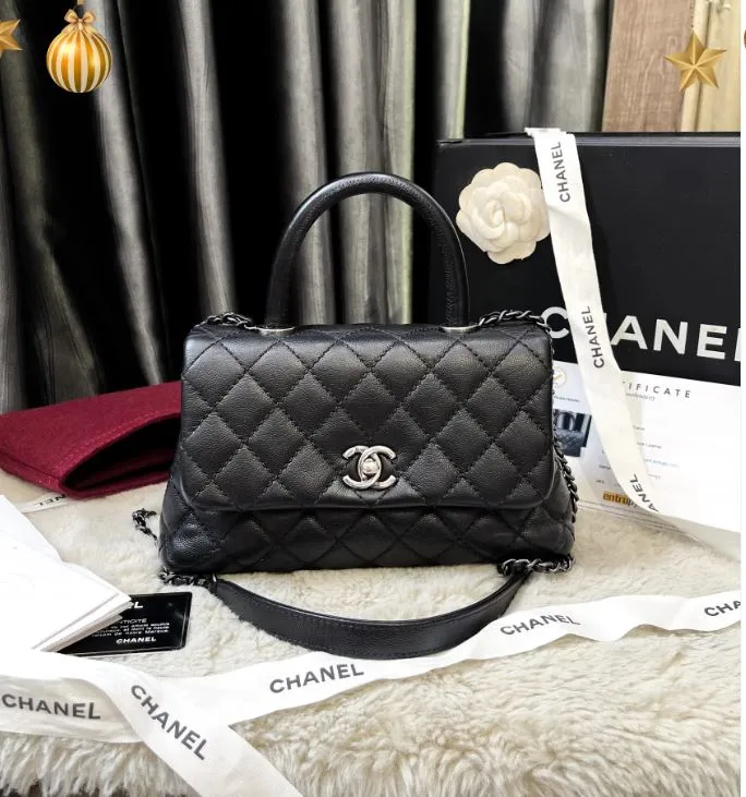 Túi Xách Nữ Chanel Pre Owned Coco Top Handle Bag Màu Đen - 1