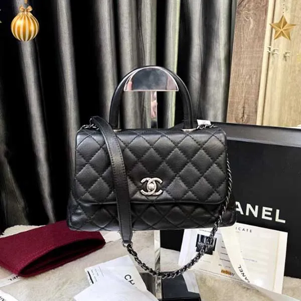 Túi Xách Nữ Chanel Pre Owned Coco Top Handle Bag Màu Đen - 3