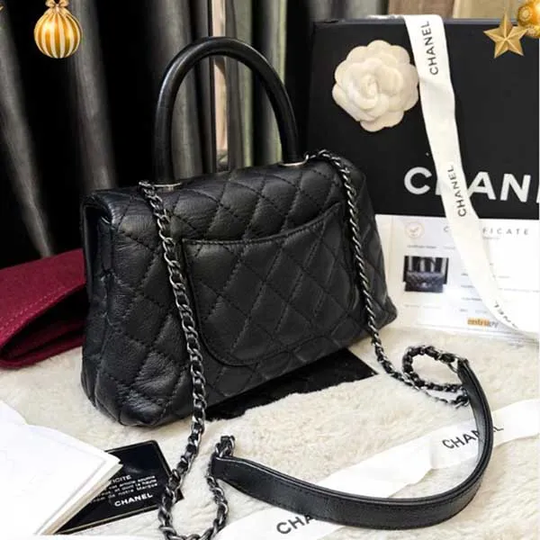 Túi Xách Nữ Chanel Pre Owned Coco Top Handle Bag Màu Đen - 4