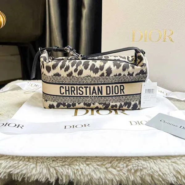 Túi Xách Nữ Dior Pouch Leopard Hoppy Màu Họa Tiết Da Báo - Túi xách - Vua Hàng Hiệu